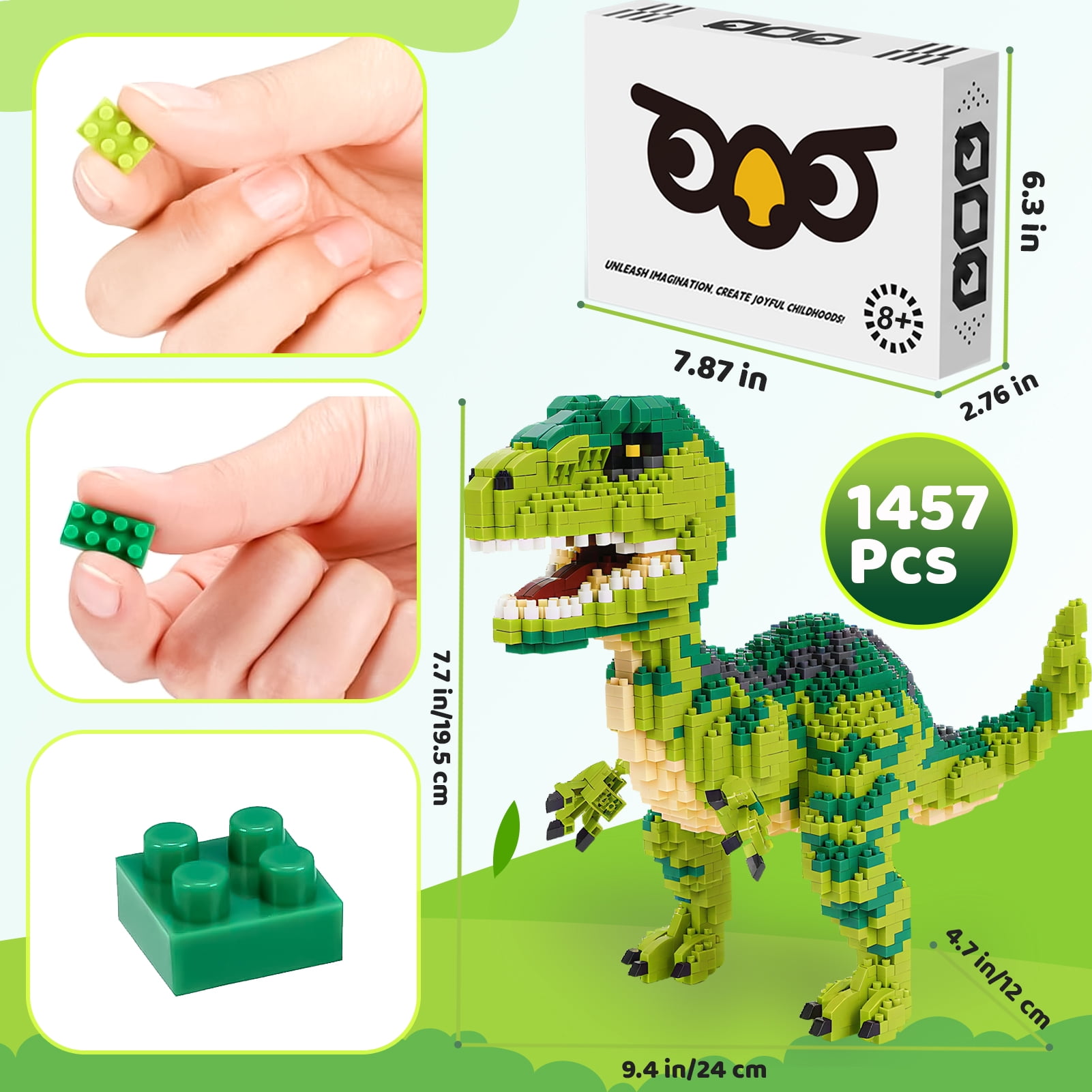 Leimao Dinosaur Micro Building Blocks, 1457pcs Velociraptor Tyrannosaurus Rex DIY Mini Diamond Blocks Bricks Toy for Boys Age 8-12,14+ Teens Adults