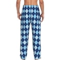 thumbnail image 3 of Picia Blue Squares Mens Soft Woven Cotton Elastic Waistband Sleep Pajama Pant Lounge Sleep Pant With Pockets And Drawstring-X-Large, 3 of 9