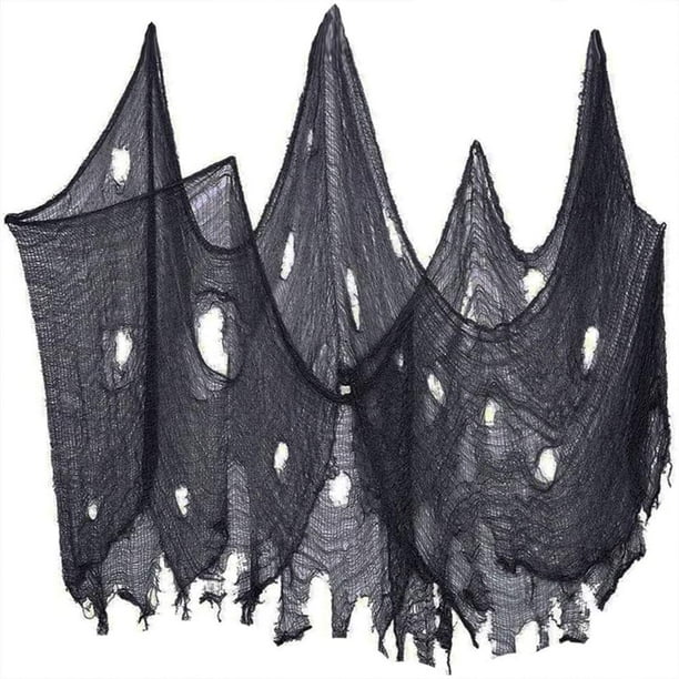 Tela espeluznante gigante de gasa negra espeluznante para decoraciones al aire libre, suministros para fiestas, casas embrujadas, patios, jardines, paredes interiores y ventanas
