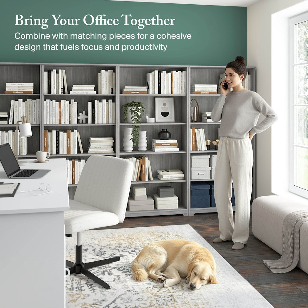 Bush Furniture Cabot Tall 5 Shelf Bookcase, Modern Gray
