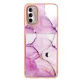 thumbnail image 3 of For Motorola Moto G Stylus 4G 2022 Marble Patterned Case with Card Holder, Back Folio Kickstand PU Leather + Soft Crystal Bumper Edge, Magnetic Clasp Back Cover,Darkpurple, 3 of 6