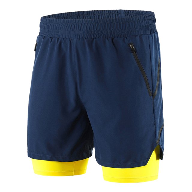 Lixada Pantalones cortos para correr 2 en 1 para hombres, pantalones cortos de ciclismo de maratón, de secado rápido, transpirables, ejercicio de entrenamiento Lixada Shorts deportivos