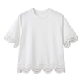 thumbnail image 5 of Women's Summer Solid Color Lace Short Sleeve Crew Neck T-Shirt Top, 5 of 5