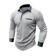 thumbnail image 5 of Hanerdun Men Formal Polo T-Shirts Male Button Up Long Sleeve Tee Tops Light Gray XL, 5 of 5