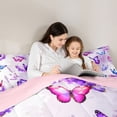 thumbnail image 5 of Homewish Teens Female Women Flying Gradient Butterflies Full Size Comforter Sets 3-Piece,Chic Purple Floral Flowers Bedding Comforter Set,Spring Garden Lightweight Bedding Sets, 5 of 8