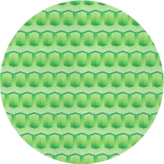 Ahgly Company Indoor Round Patterned Stoplight Go Green Area Rugs, 3' Round
