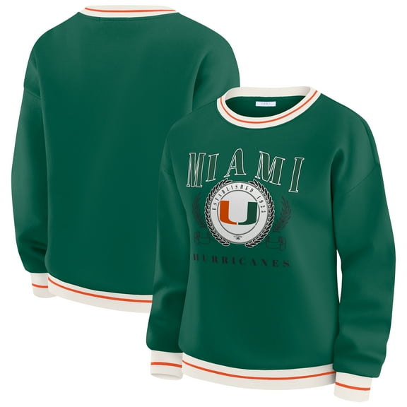 Women's WEAR by Erin Andrews Green Miami Hurricanes Seal Sweatshirt