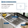 thumbnail image 2 of DSstyles Deluxe Double Bowl Undermount Kitchen Basin 22x18x9 Inch – 304 Brushed Stainless Steel, Deep Basin, Bottom Grids, Drainboard, Noise Reduction, Commercial Grade, Easy Clean, 2 of 7
