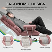 GTPLAYER Ergonomic Executive Cozy Fabric Gaming Office Chair with Footrest, Pink&Gray