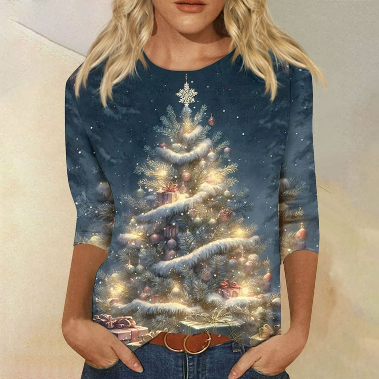 Ladies plus size christmas tops clearance