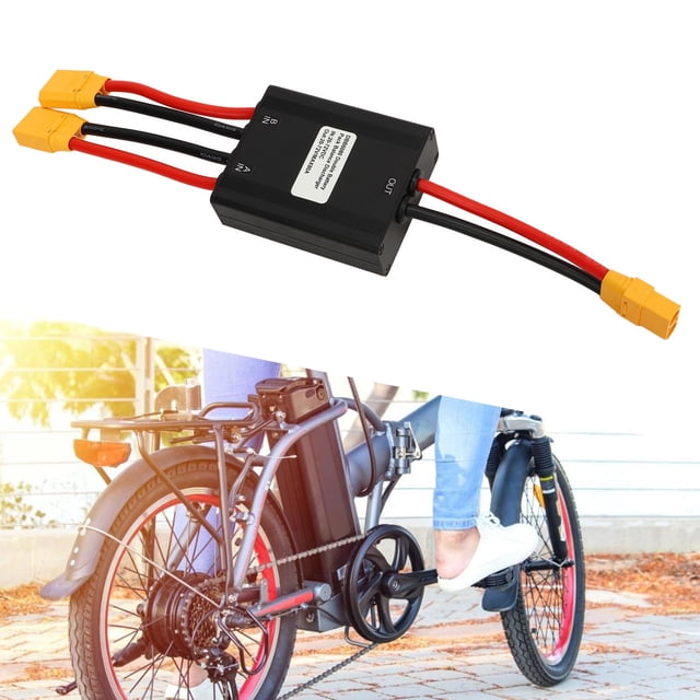 Electric Bike Dual Battery Converter, Aluminum Alloy Module for Increased Power with XT90 Connectors, 20V to 72V Support