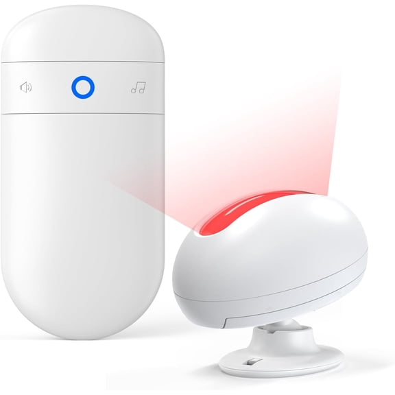 Wireless Motion Sensor Doorbell -Indoor Motion Detector Alarm, Door Chime for Business/Store/Office Entrance, Entry Alert Bell with Buzzer, USB/Battery Powered (1 Receiver   1 Motion Sensor)
