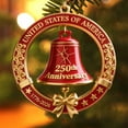 thumbnail image 2 of USA 250th Anniversary Bell Ornament - 3D Red & Gold Commemorative Hanging Decor, Elegant Doorbell for Patriotic Holidays, Christmas Tree, Collectors Gift, Enamel Crafted Detailing(1pc), 2 of 5