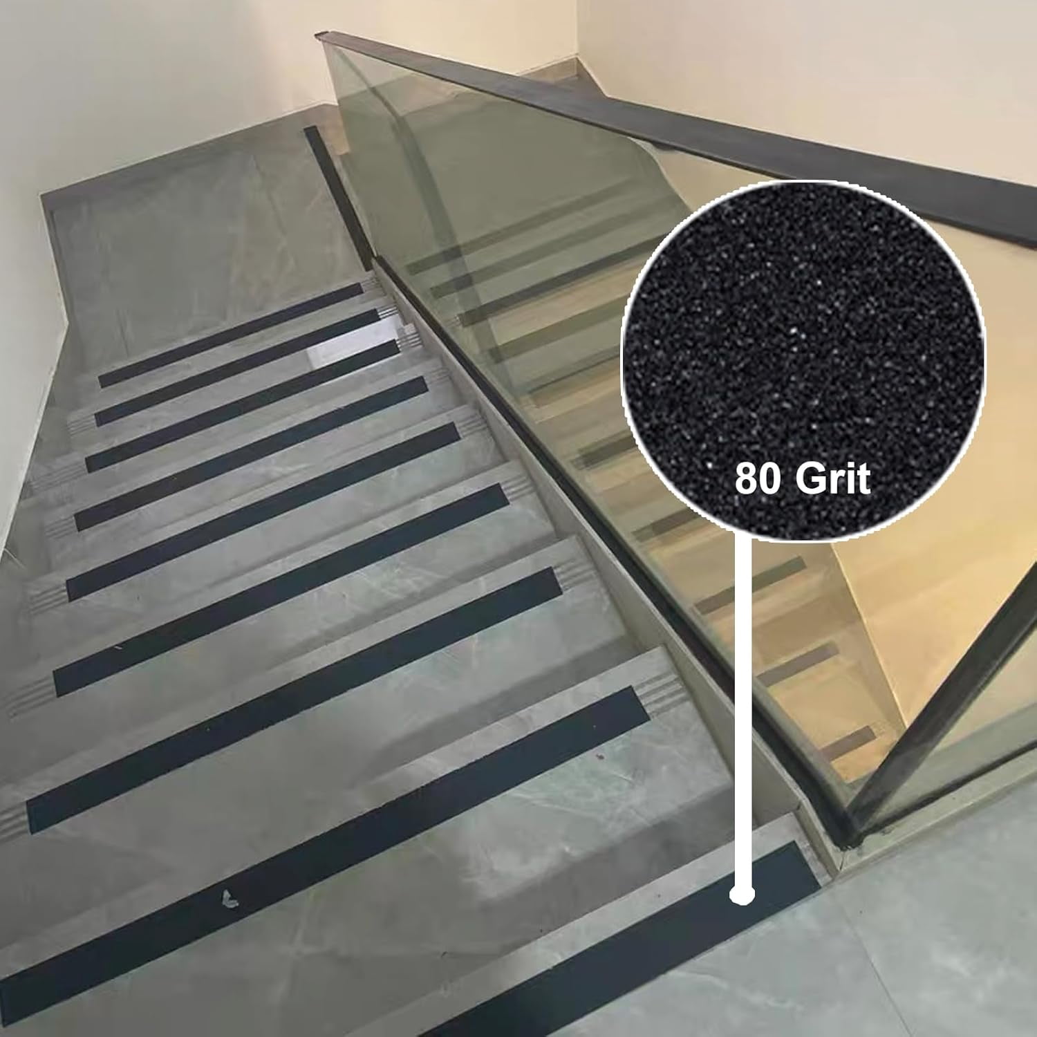 Anti Slip Grip Tape 2 Inch - Heavy Duty Non Skid Tape High Traction 80 Grit Non Slip for Waterproof Stairs Non Skid Treads, Indoor, Outdoor (Black, 2" X 33')