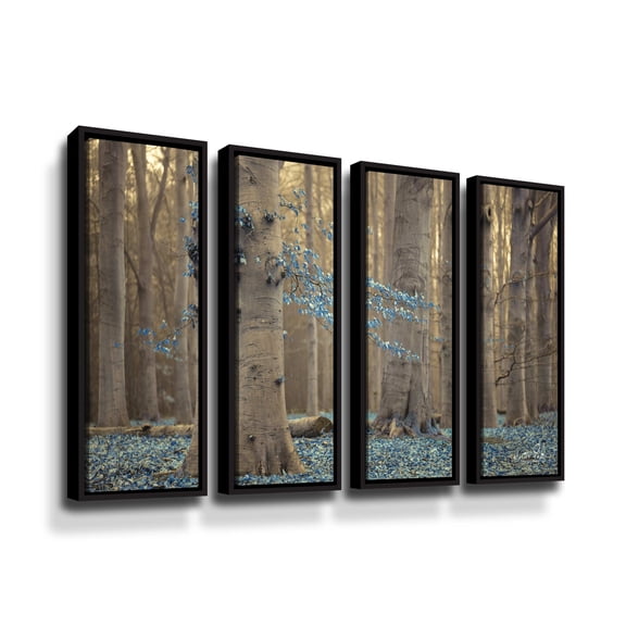 Artwall Winter Blues, 4 Piece Floater Framed Canvas Set by Martin Podt