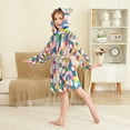 thumbnail image 4 of FORMRS Niños Bathrobe Unisex Hooded Robe Soft Plush Pajamas Sleepwear, Size 4-6T, Dark Colorful Circles, 4 of 7