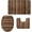 Brown Retro Wooden, variant on 3 Pieces Bathroom Rugs Set - Sunflower Leopard Print Non Slip Soft Flannel Bath Mat+ Contour Mat+ Toilet Lid Cover