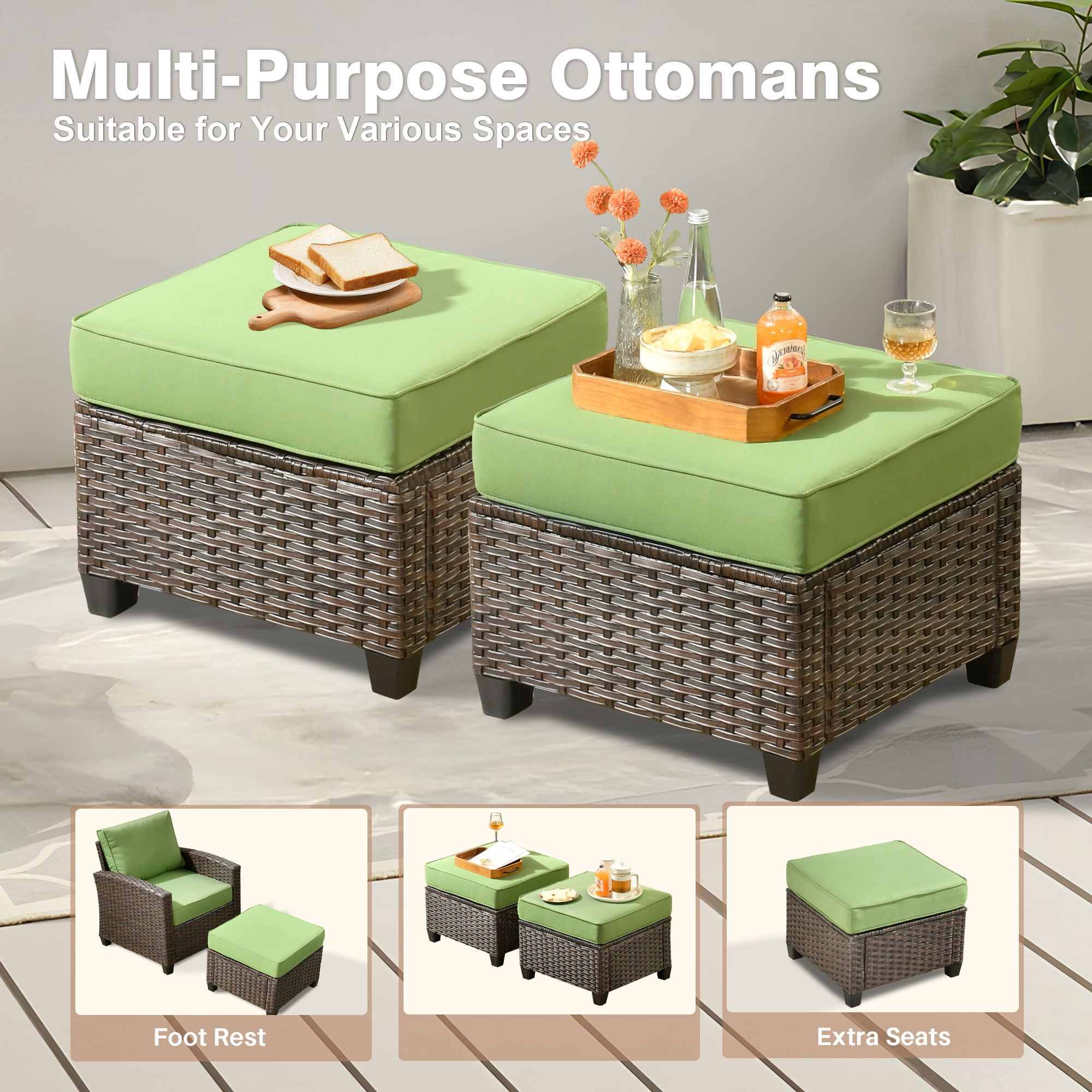 Ovios 5 Pieces Outdoor Patio Furniture Set Wicker Rattan Outside Conversation Sectional Sofa for Backyard