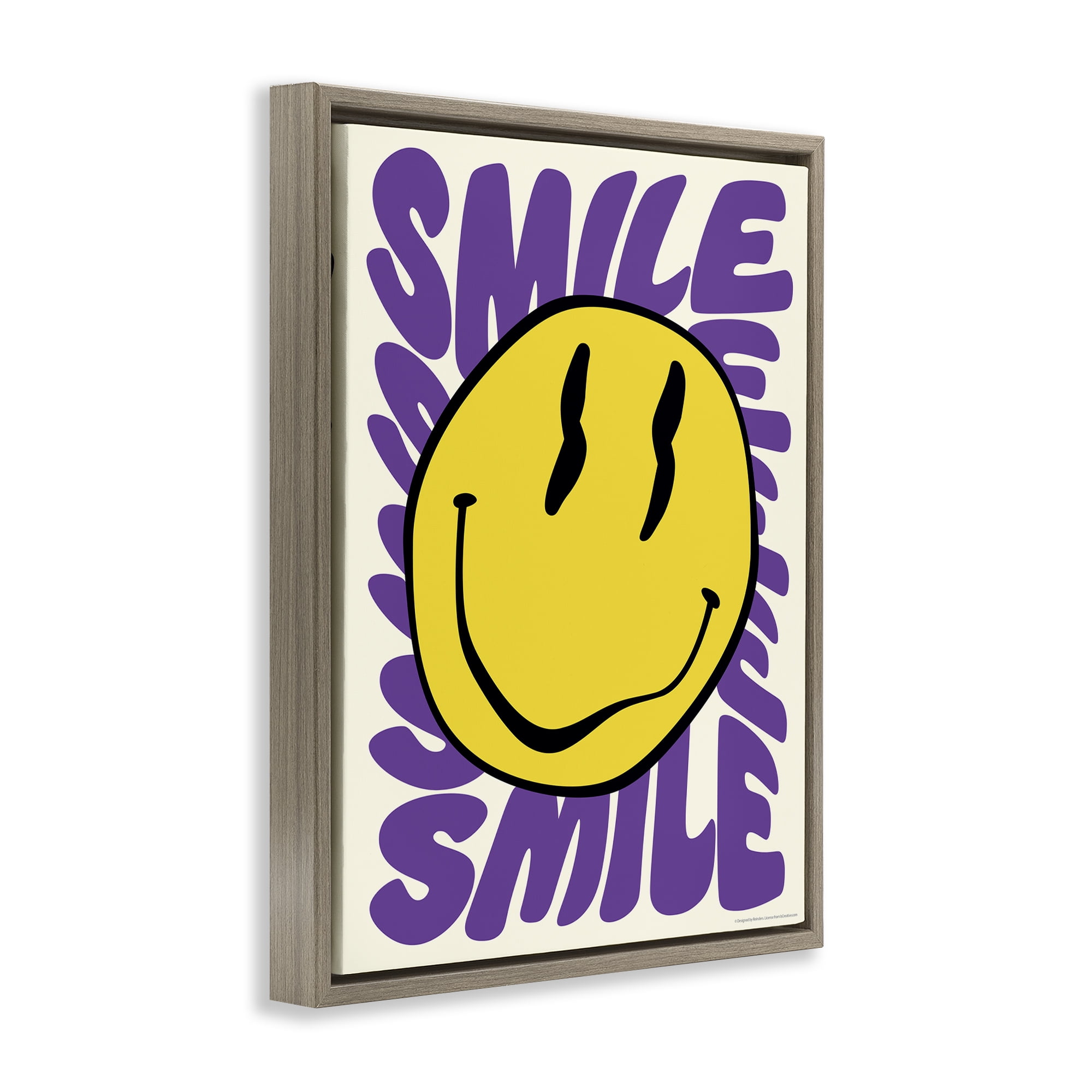 Stupell Industries Groovy Smile Typography Abstract Painting Brown Floater Framed Canvas Art Print Wall Art, 17 x 21