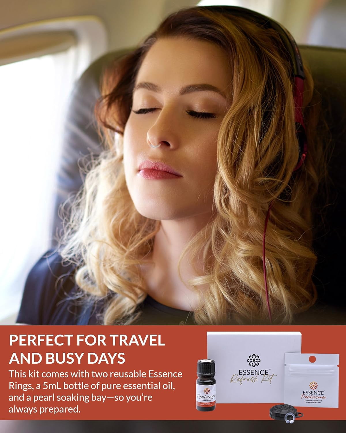 Essence Refresh Kit – Frankincense Essential Oil – Black Wearable Aromatherapy Pod