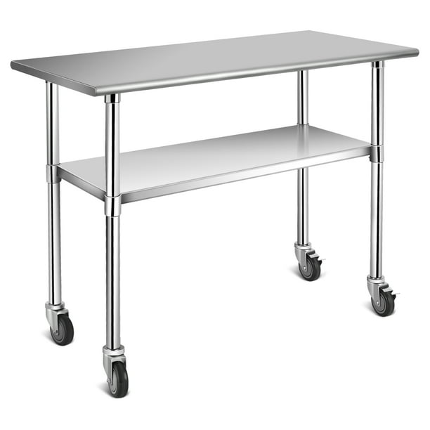 Giantex Stainless Steel Mobile Kitchen Prep & Work Table ...