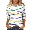 thumbnail image 1 of Outfmvch Chemises Mardi Gras pour Femmes, Manches 3/4 Hauts pour Femmes, Tenue Mardi Gras pour Femmes, Blouses pour Femmes, Hauts d'Entraînement pour Femmes, Tunique Graphique de Carnaval Manches 3/4 Col Rond Blouse Marron 4TG, 1 of 5