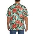 thumbnail image 5 of Xecao offers the Rose Flowers for Men's Casual Short-sleeved Shirt, a button-up collared shirt with a pocket, perfect for beach vacations and yacht travel in the Small size., 5 of 7
