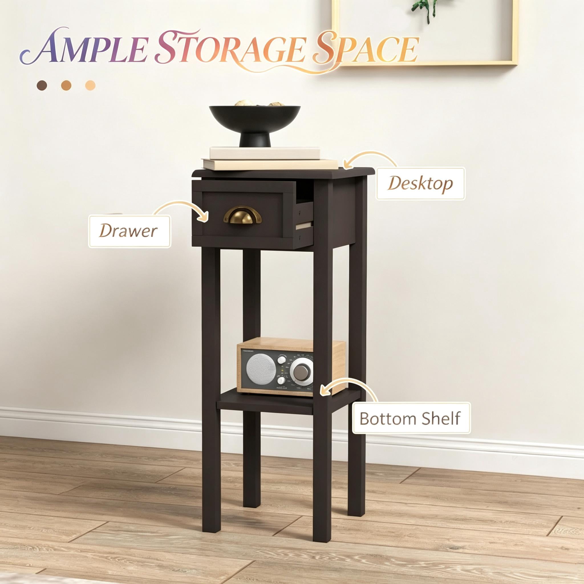 Functional Console Table, Narrow Side Table with Drawer, Compact End Table, Space-Saving Accent Table