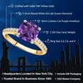 thumbnail image 2 of Gem Stone King 10K Yellow Gold 8MM Cushion Cut Purple Amethyst and White Lab Grown Diamond Engagement Ring for Women (2.28 Cttw, Gemstone February Birthstone, Size 7), 2 of 5