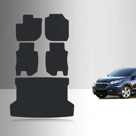ToughPRO Full Set   Trunk Mats Compatible with Honda HRV 2019 - All Weather Heavy Duty (Made in USA) Black Rubber