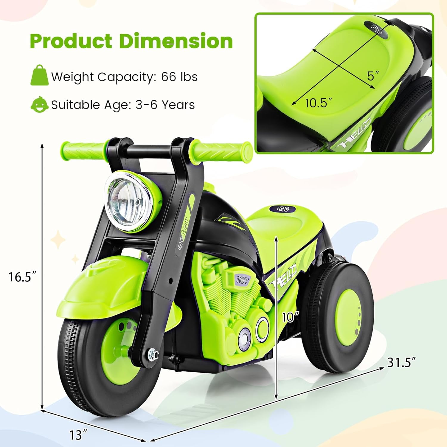 OLAKIDS Ride on Push Car, Foot-to-Floor Sliding Car for Toddlers Kids Motorcycle with Bubble Maker, Music, 3 Wheels Ride on Toys Gift for Boys Girls Aged 3-5 Years