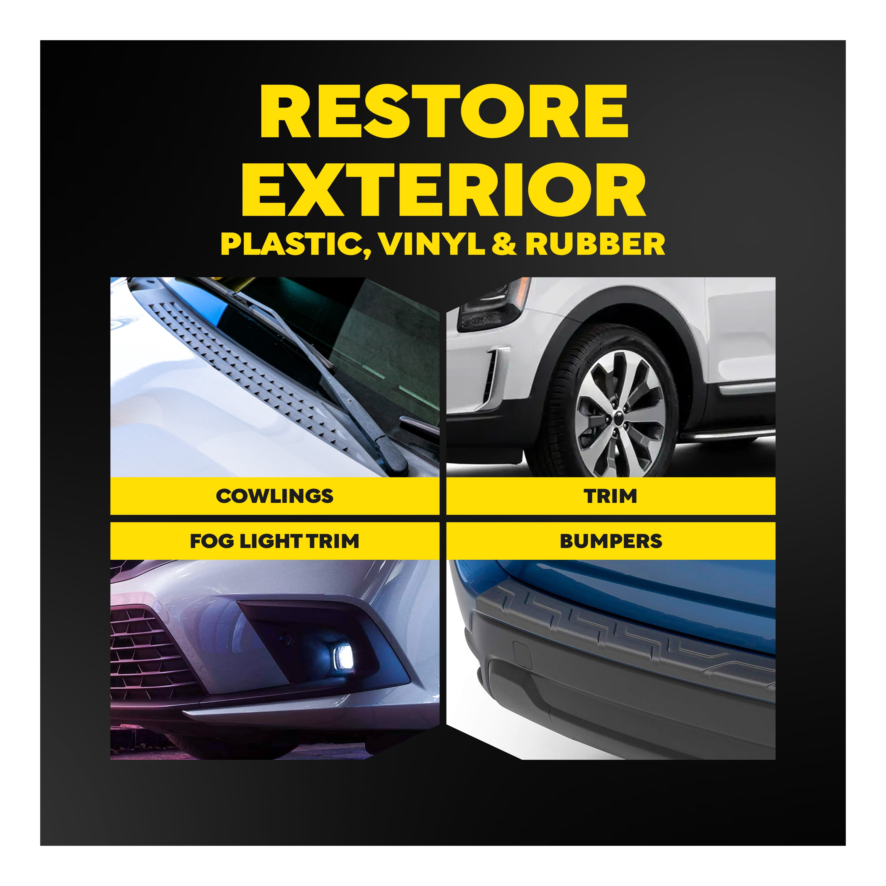 Meguiar’s Ultimate Black Plastic Restorer – Long-Lasting Car Trim Restorer for Exterior Plastic, Vinyl & Rubber – Premium Plastic Restorer for Cars with Faded Black Trim, Leaves a Dark Shine, 16 oz