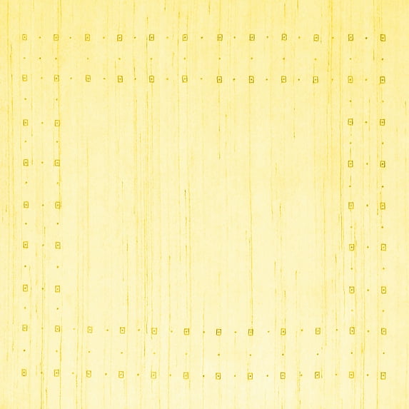 Ahgly Company Machine Washable Indoor Square Solid Yellow Modern Area Rugs, 8' Square