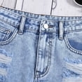thumbnail image 4 of Yourumao Mini Jean Shorts for Girl 13-16Y Ripped Elastic Waist Denim Shorts Tassle Distressed Wash Slim Fit Shorts for Streetwear with Pocket, 4 of 8