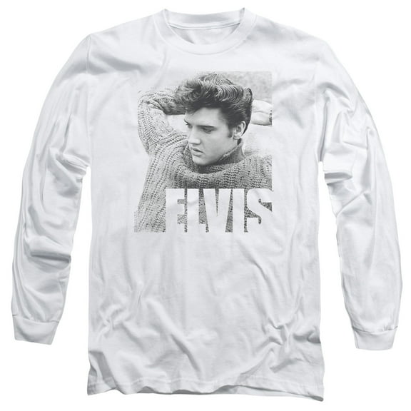 Trevco ELV813-AL-4 Elvis Presley & Relaxing Long Sleeve Adult 18-1 T-Shirt, White - Extra Large