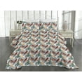 thumbnail image 2 of Ambesonne Bird Print Quilted Coverlet 3 Pcs, Art Jungle Leaves Summer, Queen Size, Dark Teal Cinnamon Rose, 2 of 4