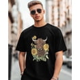 thumbnail image 1 of Mens T-Shirts,Farm Cow Sunflower Short Sleeve T Shirts for Men Crew Neck Tees,Loose Fit Casual Men's T-Shirts for Teens Boys, 1 of 8