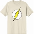 thumbnail image 4 of The Flash Thunderbolt Logo Men's Natural Crew Neck Short Sleeve Tee-Small, 4 of 6