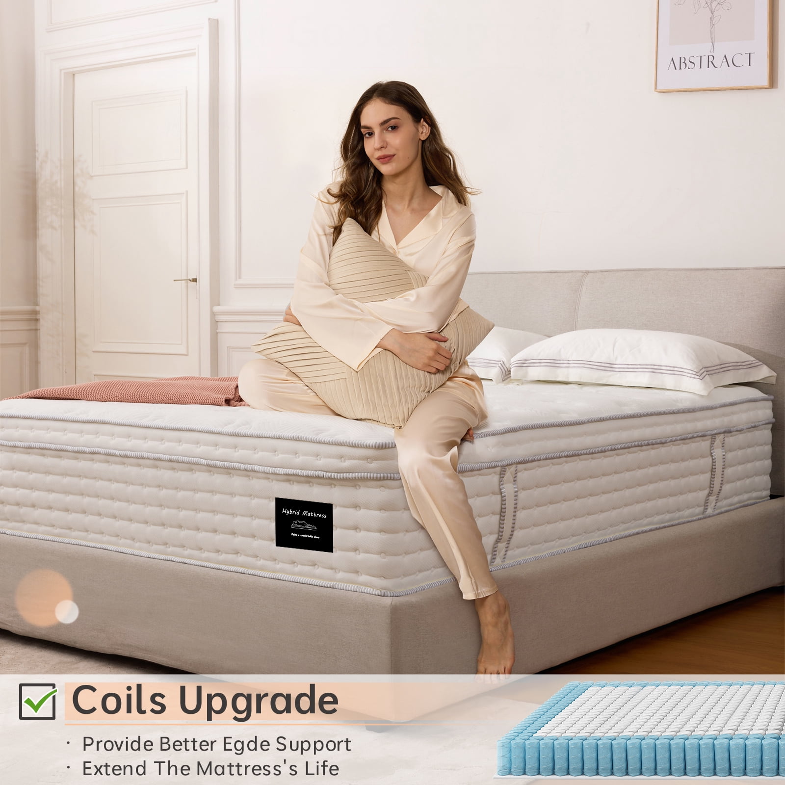 Bedstory Somnix 14" Medium Firm King Mattress in a Box, Gel Memory Foam with Individually Wrapped Pocket Coils, 365 Night Trial