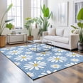 thumbnail image 3 of Large Area Rugs 6'x9', Blue Daisy Carpet Runner Indoor Outdoor Rugs Home Decor Aesthetic, Spring Floral Elegant Pastoral Botanical Non Slip Mats Washable Accent Rug for Living Room Bedroom, 3 of 8
