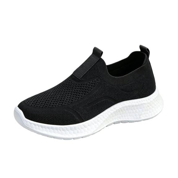CIENVNSTG Women'S Walking Shoes Slip On Athletic Running Sneakers Knit Mesh Comfortable Work Shoe Casual Breathable Lightweight Non Slip Sock Shoes Black 36