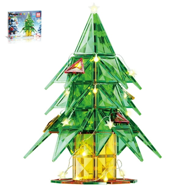 Azulejos magnéticos PicassoTiles para árbol de Navidad, 106 piezas, con LED