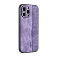 thumbnail image 3 of Allytech Slim Back Cover for iPhone 15, PU Leather TPU Slim Fit Shell Cover Minimalist Retro Shock Absorption Protective Phone Case Cover for Apple iPhone 15 -Purple, 3 of 5