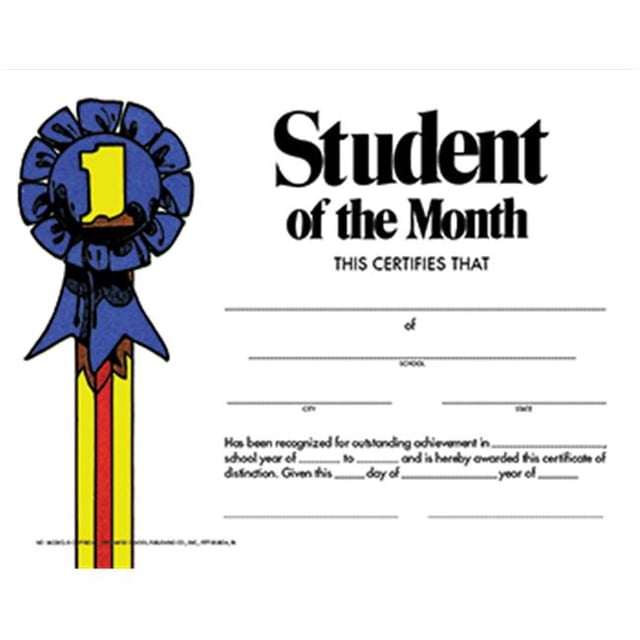 Hayes School Publishing H-VA228CL Student Of The Month 30 Pack Certificate