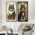thumbnail image 1 of Designart "Illustration Vintage Chat Bleu avec Roses Rouges" Animaux Chat Art Mural Encadré Ensemble de 2 - Art pour Enfants Art Mural Encadré Bleu Ensemble de 2, 1 of 6