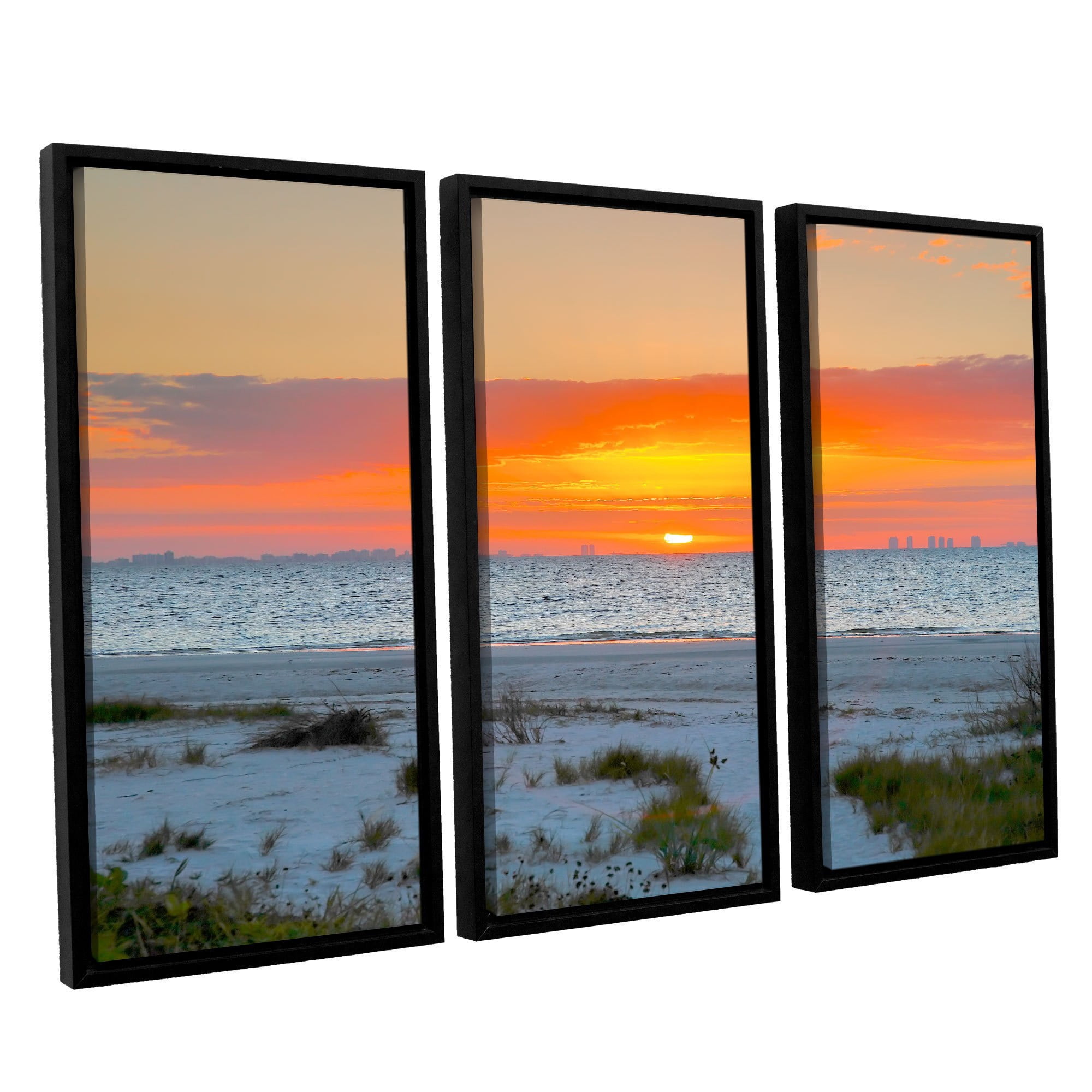 ArtWall Steve Ainsworth "Sanibel Sunrise IV" 3-Piece Floater-framed Canvas Set