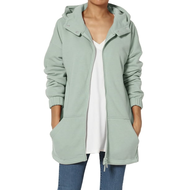 TheMogan TheMogan Women's PLUS Funnel Neck Pocket Zipper Up Oversized