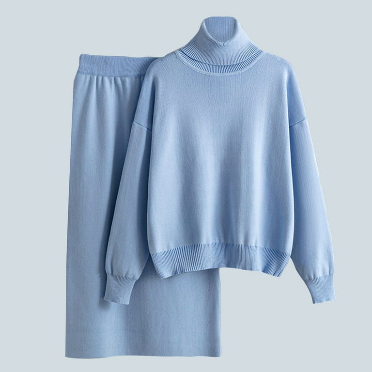 Mrat Two Piece Jogger Tracksuit Women's Sweater Knitted Solid