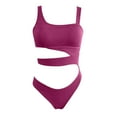 thumbnail image 5 of QHFBli Womens One Piece Swimsuit Women's Summer Fashion Suspender Waist Hollow One Swimsuit Solid Color Sexy Bikini Swimsuit, 5 of 6
