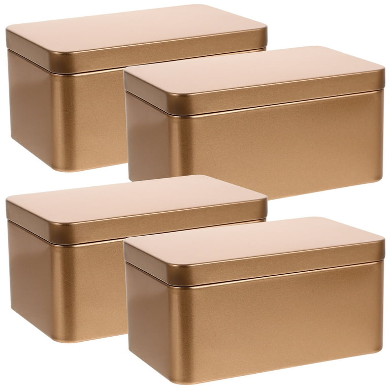 4pcs Tin Box Containers Metal Tins Storage Box with Lids Home Organizer  Small Tins